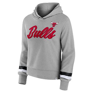 Women's Fanatics Branded Heather Gray Chicago Bulls Halftime Pullover Hoodie