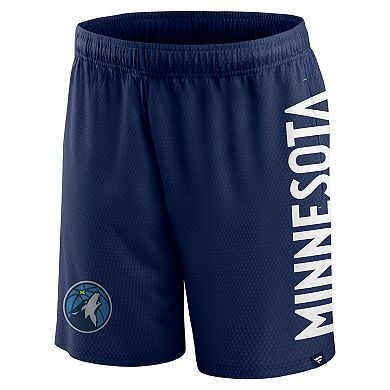 Men's Fanatics Branded Navy Minnesota Timberwolves Post Up Mesh Shorts