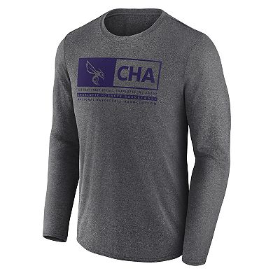 Men's Fanatics Branded Heather Charcoal Charlotte Hornets Three-Point Play T-Shirt