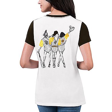 Women's G-III 4Her by Carl Banks White San Diego Padres Illustration Ringer T-Shirt