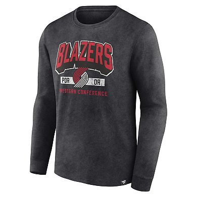 Men's Fanatics Branded Heather Charcoal Portland Trail Blazers Front Court Press Snow Wash Long Sleeve T-Shirt