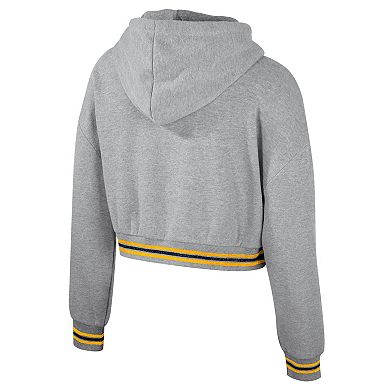Women's The Wild Collective Heather Gray West Virginia Mountaineers Cropped Shimmer Pullover Hoodie