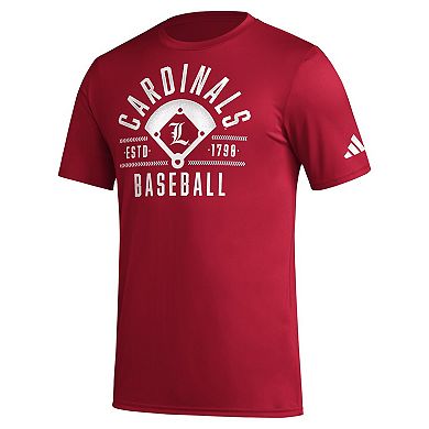 Men's adidas  Red Louisville Cardinals Exit Velocity Baseball Pregame AEROREADY T-Shirt