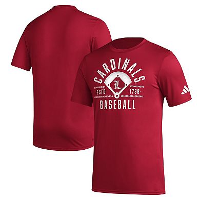 Men's adidas Red Louisville Cardinals Exit Velocity Baseball Pregame AEROREADY T-Shirt
