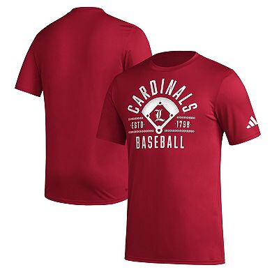 Men's adidas  Red Louisville Cardinals Exit Velocity Baseball Pregame AEROREADY T-Shirt