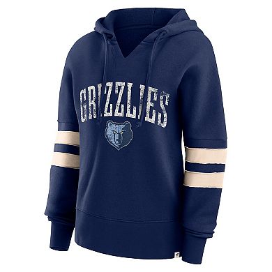 Women's Fanatics Branded Navy Memphis Grizzlies Bold Move Dolman V-Neck Pullover Hoodie