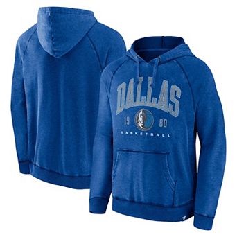 Men's Fanatics Branded Heather Blue Dallas Mavericks Foul Trouble Snow Wash Raglan Pullover Hoodie