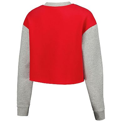 Women's Hype and Vice Black Ohio State Buckeyes Colorblock Rookie Crew Pullover Sweatshirt