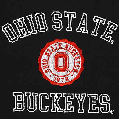 Women's Hype and Vice Black Ohio State Buckeyes Colorblock Rookie Crew Pullover Sweatshirt