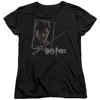 Harry Potter Harrys Wand Portrait Short Sleeve Womens T-shirt