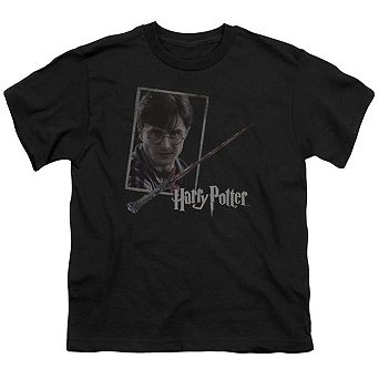 Harry Potter Harrys Wand Portrait Short Sleeve Youth T-shirt