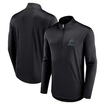 Men's Fanatics Branded Black Miami Marlins Quarterback Quarter-Zip Top