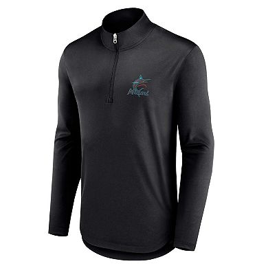 Men's Fanatics Branded Black Miami Marlins Quarterback Quarter-Zip Top