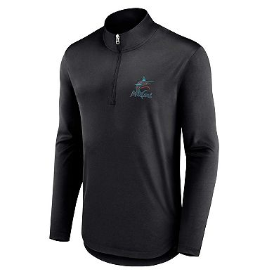 Men's Fanatics Branded Black Miami Marlins Quarterback Quarter-Zip Top