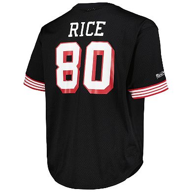 Men's Mitchell & Ness Jerry Rice Black San Francisco 49ers Big & Tall Mesh Player Name & Number Top