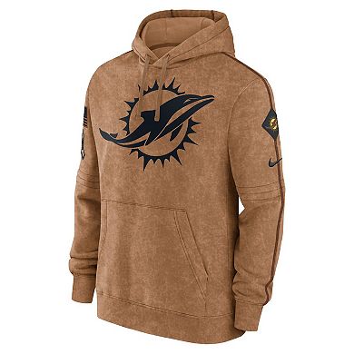 Men's Nike Brown Miami Dolphins 2023 Salute To Service Club Pullover Hoodie