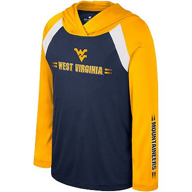 Youth Colosseum Navy West Virginia Mountaineers Eddie Multi-Hit Raglan Long Sleeve Hoodie T-Shirt