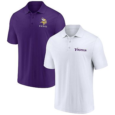Men's Fanatics Branded White/Purple Minnesota Vikings Lockup Two-Pack Polo Set