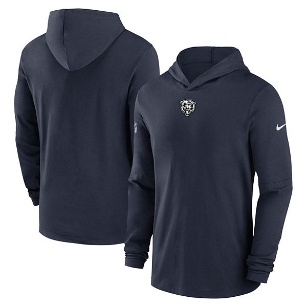 Men's Nike Navy Chicago Bears Sideline Performance Long Sleeve Hoodie T ...