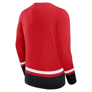 Men's Fanatics Branded Red New Jersey Devils Back Pass Lace-Up Long Sleeve T-Shirt