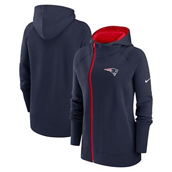Women's Nike Navy New England Patriots Asymmetrical Raglan Full-Zip Hoodie
