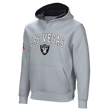 Men's Silver Las Vegas Raiders Linebacker Adaptive Pullover Hoodie
