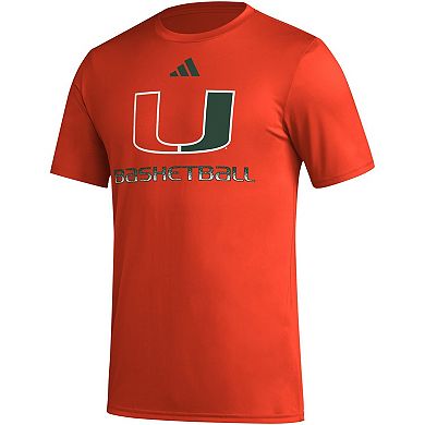 Men's adidas  Orange Miami Hurricanes Fadeaway Basketball Pregame AEROREADY T-Shirt