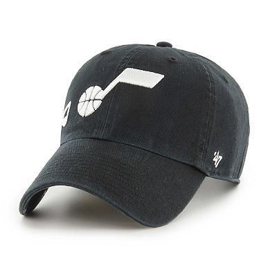 Women's '47 Black Utah Jazz Confetti Undervisor Clean Up Adjustable Hat
