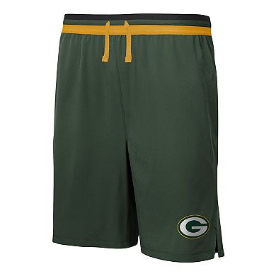 Men's Green Green Bay Packers Cool Down Tri-Color Elastic Training Shorts