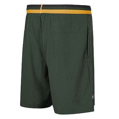 Men's Green Green Bay Packers Cool Down Tri-Color Elastic Training Shorts