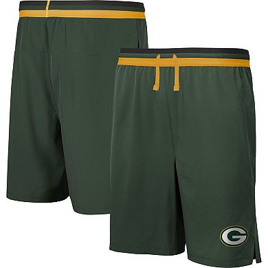 Men's Green Green Bay Packers Cool Down Tri-Color Elastic Training Shorts