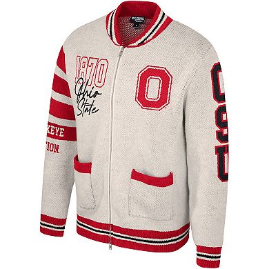 Unisex The Wild Collective Cream Ohio State Buckeyes Jacquard Full-Zip Sweater