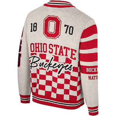 Unisex The Wild Collective Cream Ohio State Buckeyes Jacquard Full-Zip Sweater