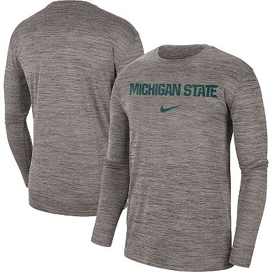 Men's Nike Heather Gray Michigan State Spartans Team Velocity Performance Long Sleeve T-Shirt
