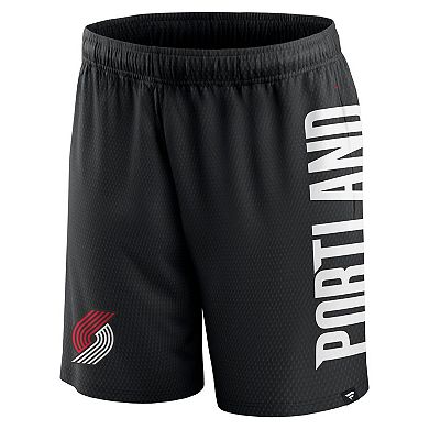 Men's Fanatics Branded Black Portland Trail Blazers Post Up Mesh Shorts