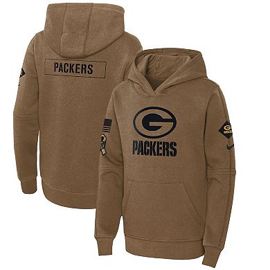 Youth Nike  Brown Green Bay Packers 2023 Salute to Service Club Fleece Pullover Hoodie