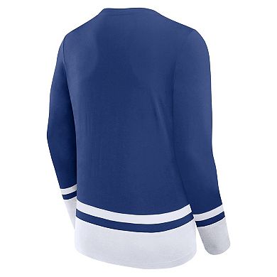 Men's Fanatics Branded Blue Toronto Maple Leafs Back Pass Lace-Up Long Sleeve T-Shirt