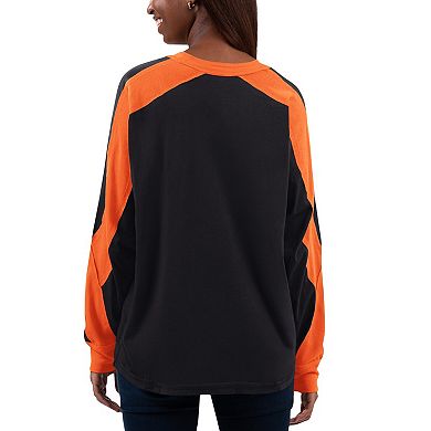 Women's G-III 4Her by Carl Banks Black/Orange San Francisco Giants Smash Raglan Long Sleeve T-Shirt