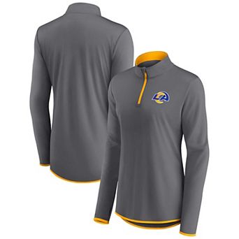 Women's Fanatics Branded Gray Los Angeles Rams Corner Long Sleeve 1/4 Zip Top
