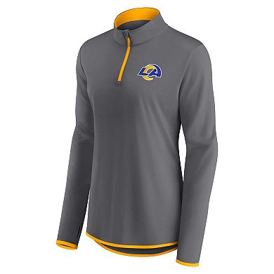Women's Fanatics Branded Gray Los Angeles Rams Corner Long Sleeve 1/4 Zip Top