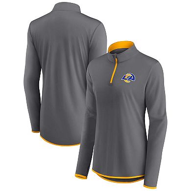 Women's Fanatics Branded Gray Los Angeles Rams Corner Long Sleeve 1/4 Zip Top