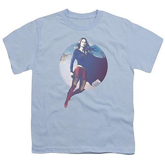 Supergirl Cloudy Circle Short Sleeve Youth T-shirt