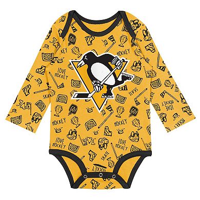 Infant Gold Pittsburgh Penguins Dynamic Defender Long Sleeve Bodysuit