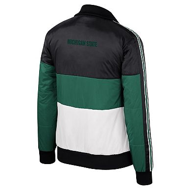 Women's The Wild Collective Green Michigan State Spartans Color-Block Puffer Full-Zip Jacket