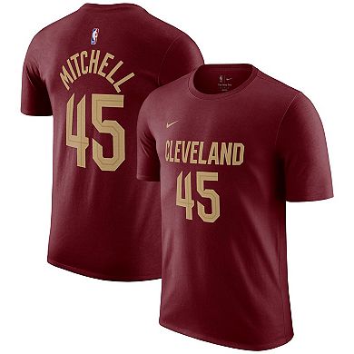 Men's Nike Donovan Mitchell Burgundy Cleveland Cavaliers Icon 2022/23 Name & Number T-Shirt