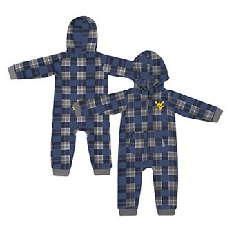 Infant Colosseum Navy West Virginia Mountaineers Full-Zip Plaid Hoodie Long Sleeve Jumper