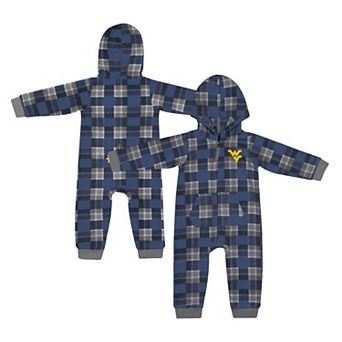 Infant Colosseum Navy West Virginia Mountaineers Full-Zip Plaid Hoodie Long Sleeve Jumper