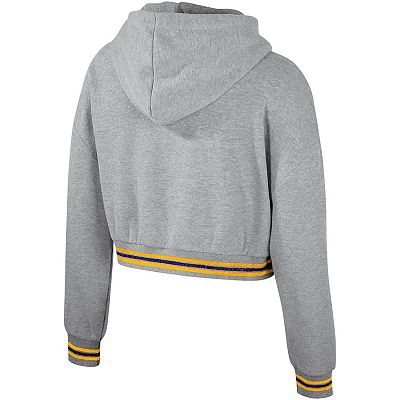 Women s The Wild Collective Heather Gray LSU Tigers Cropped Shimmer Pullover Hoodie