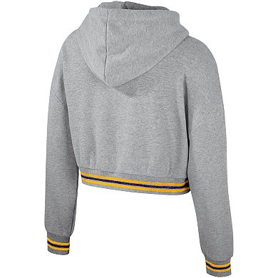 Women's The Wild Collective Heather Gray LSU Tigers Cropped Shimmer Pullover Hoodie