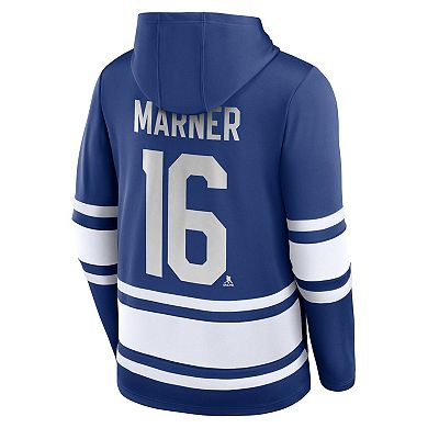 Men's Fanatics Branded Mitch Marner Blue Toronto Maple Leafs Name & Number Lace-Up Pullover Hoodie